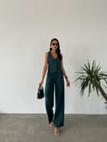 Women’s Vest & Wide-Leg Pants Set – Elegant & Modern Style-3