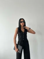 Women’s Vest & Wide-Leg Pants Set – Elegant & Modern Style-4