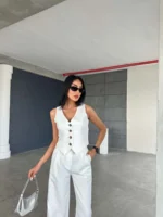 Women’s Vest & Wide-Leg Pants Set – Elegant & Modern Style-6