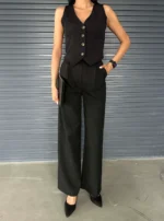 Women’s Vest & Wide-Leg Pants Set – Elegant & Modern Style-8