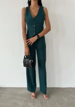 Women’s Vest & Wide-Leg Pants Set – Elegant & Modern Style-1